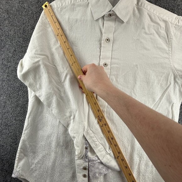 Robert Graham Geometric Medium White Mens Long Sleeve Button Up Bold Shirt Adult - Picture 12 of 14